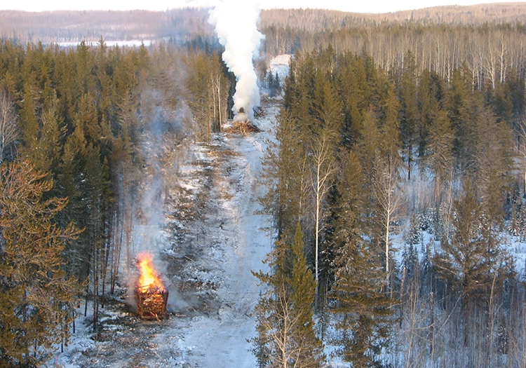 Controlled burning piles