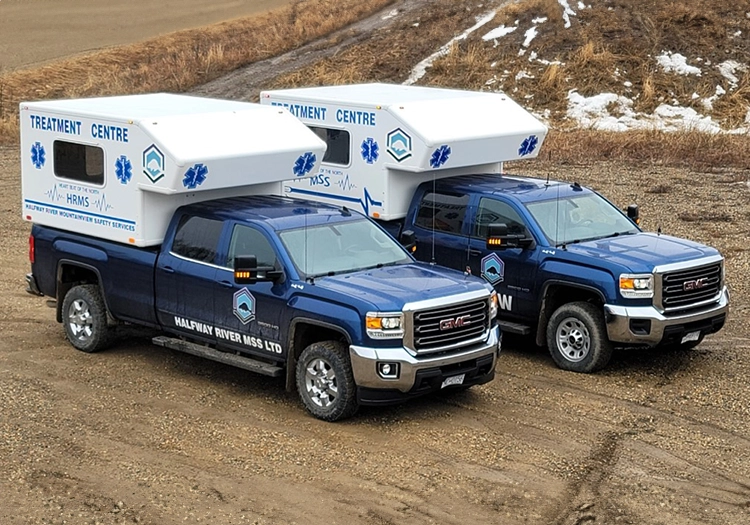 Two mobile first aid units